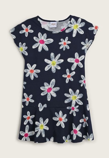 Vestido Infantil Elian Floral Azul-Marinho - Marca Elian