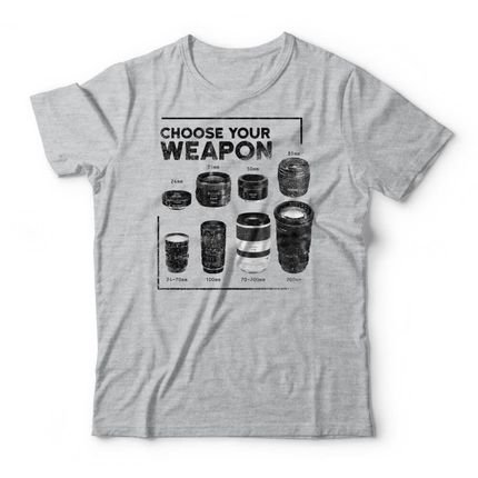 Camiseta Camera Weapons - Mescla Cinza - Marca Studio Geek 