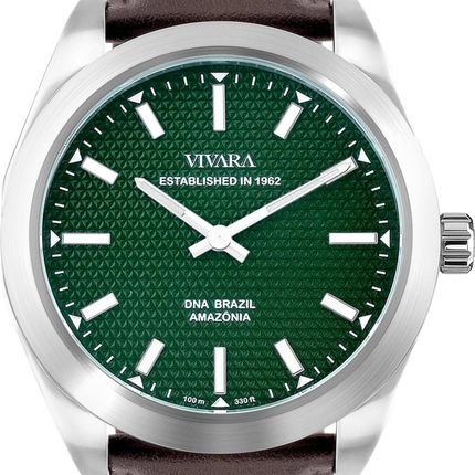 Relógio Vivara Biomas Tapete Verde Masculino Couro Marrom - Marca Vivara