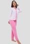Pijama 4 Estações Com Botão Amamentação Manga Longa Feminino Rosa - Marca 4 Estações