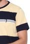 Camiseta Aleatory Listrada Amarela/Azul-marinho - Marca Aleatory