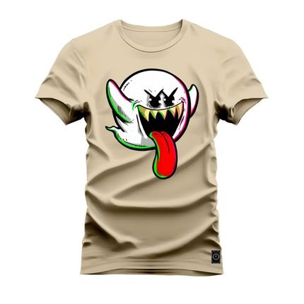 Camiseta Plus Size Premium Estampada Algodão Assustador - Bege - Marca Nexstar