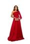 Vestido Longo de Festa Madrinhas Acetinado de Festa um Ombro Sabriene Vermelho - Marca Cia do Vestido