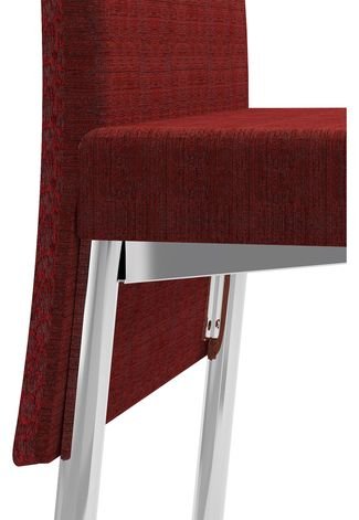 Kit 2 Cadeiras 306 Tecido Floral Móveis Carraro Vermelho