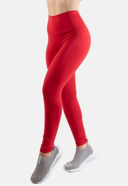 Calça Legging Suplex 4 Estações Cós Alto Liso Fitness Feminino Academia Vermelho - Marca 4 Estações