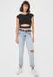Blusa Cropped Tricot Calvin Klein Jeans Recorte Preta - Marca Calvin Klein Jeans