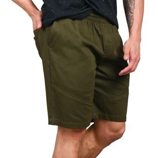 Bermuda Masculina Sarja Ajuste Elastico Verde Militar