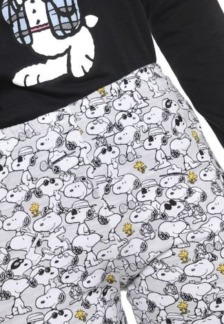 Pijama Hering Snoopy Preto/Cinza