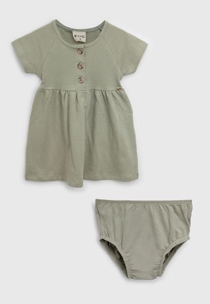 Vestido PUC Infantil Com Tapa Fralda Verde - Marca PUC