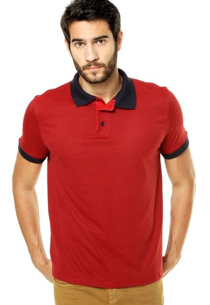 Camisa Polo DAFITI EDGE Malha Listra Vermelha - Marca DAFITI EDGE