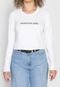 Camiseta Cropped Calvin Klein Jeans Logo Branca - Marca Calvin Klein Jeans