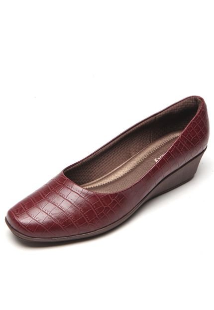 Scarpin Couro Piccadilly Textura Vinho - Marca Piccadilly