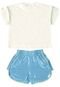 Conjunto Blusa Cropped e Short Infantil Gloss Off White - Marca Gloss