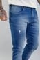 Calça Jeans Masculina Skinny com Recortes no Joelho Lavagem Média - Marca Dialogo Jeans