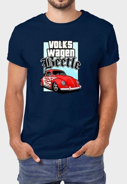 Camiseta Masculina Marinho VW Beetle Algodão Premium Benellys - Marca Benellys