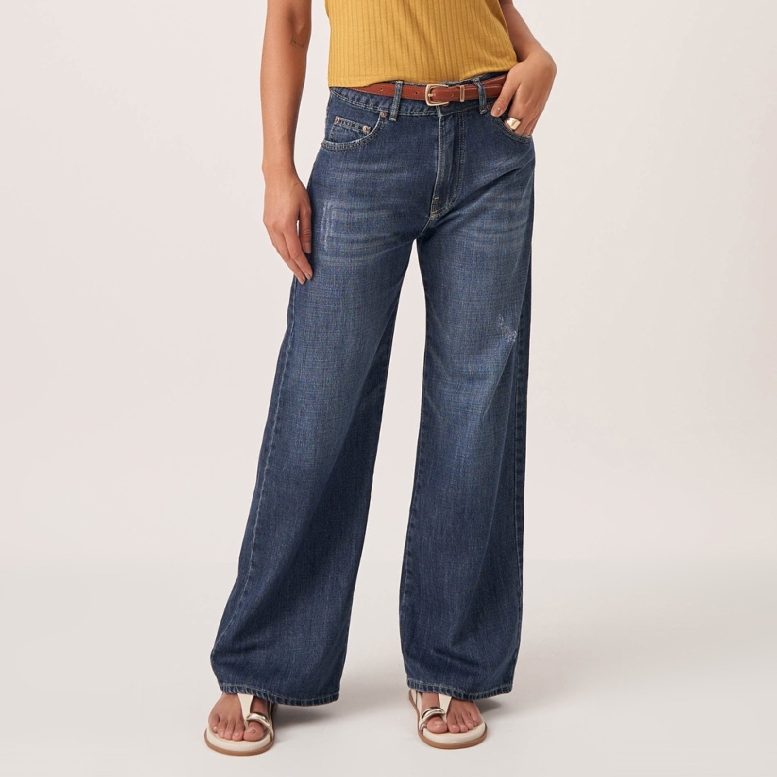 Calça Jeans Wide Leg Azul Escuro - Marca Bloom