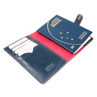 Porta Passaporte em Couro Artlux - AZUL