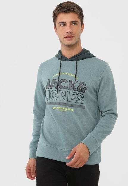 Blusa de Moletom Flanelada Fechada Jack & Jones Lettering Verde - Marca Jack & Jones