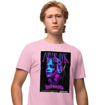 Camisa Camiseta Genuine Grit Masculina Estampada Algodão 30.1 It's Ok Diplomacy - Rosa Bebe - Marca Genuine