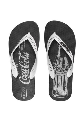 Chinelo Coca Cola Shoes Logo Preto/Branco