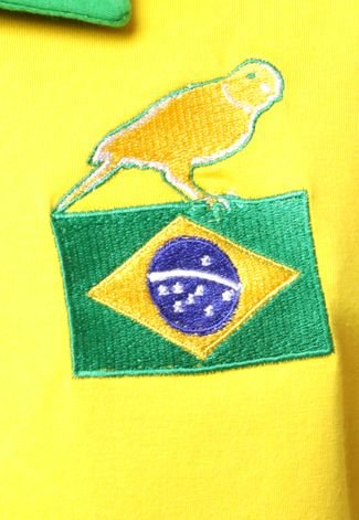 Camisa Polo Licenciados Futebol Retrô Brasil Amarela