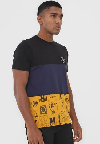 Camiseta Quiksilver Strange Pattern Preta/Amarelo