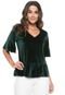 Blusa For Why Veludo Babados Verde - Marca For Why