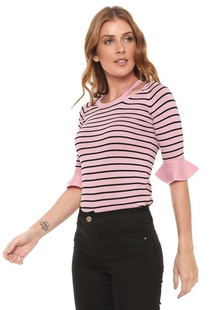 Blusa For Why Tricot Recorte Rosa - Marca For Why