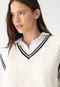 Colete Tricot Forever 21 Listras Off-White - Marca Forever 21