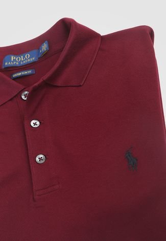 Camisa Polo  Ralph Lauren Slim Logo Vinho
