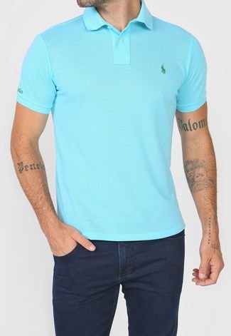 Camisa Polo Polo Ralph Lauren Slim Logo Azul