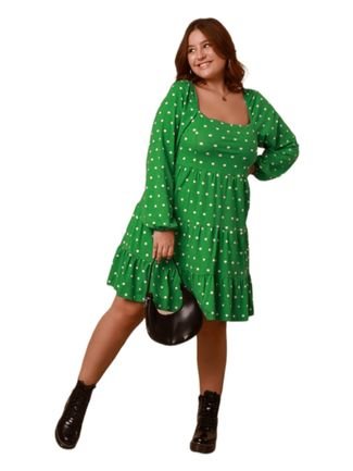 Vestido Tamires Bolinhas Verde