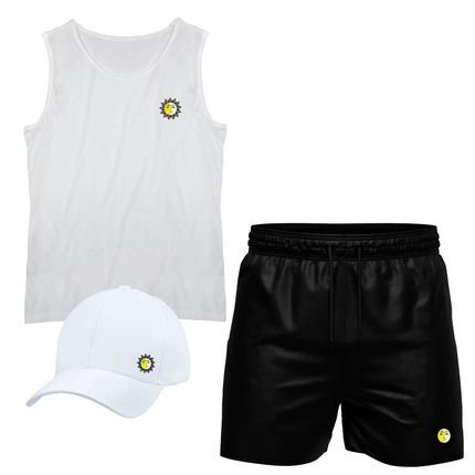 Conjunto Camiseta Regata Algodão Short Tactel e Boné Masculino Sol E Lua - Marca Relaxado