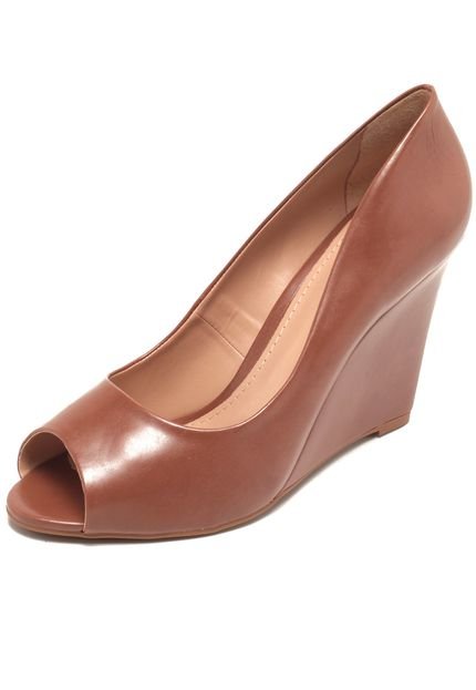 Peep Toe DAFITI SHOES Anabela Marrom - Marca DAFITI SHOES