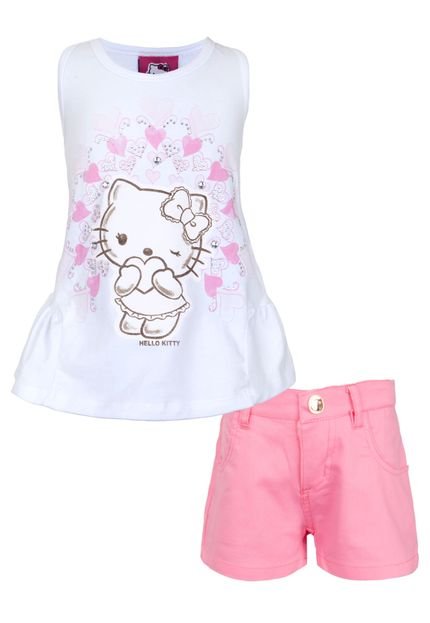 Conjunto Hello Kitty Coração Branco/Rosa - Marca Hello Kitty