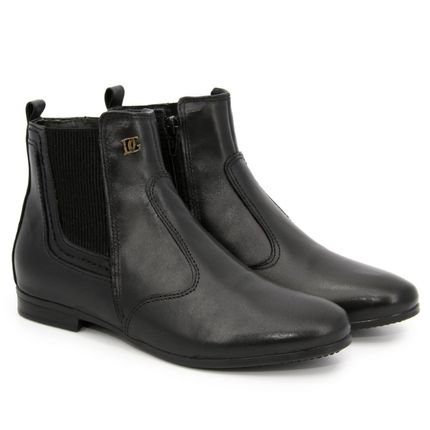 Bota de Griffe Coturno Cano Curto Conforto em Couro 8012 Preto - Marca De Griffe