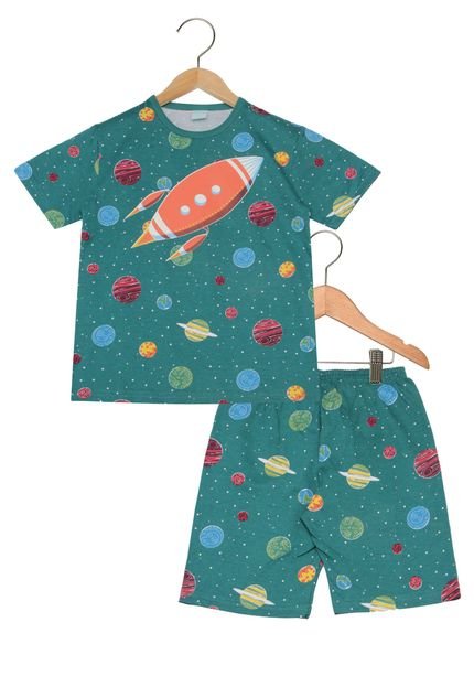 Pijama Kyly  Planeta Infantil Verde - Marca Kyly