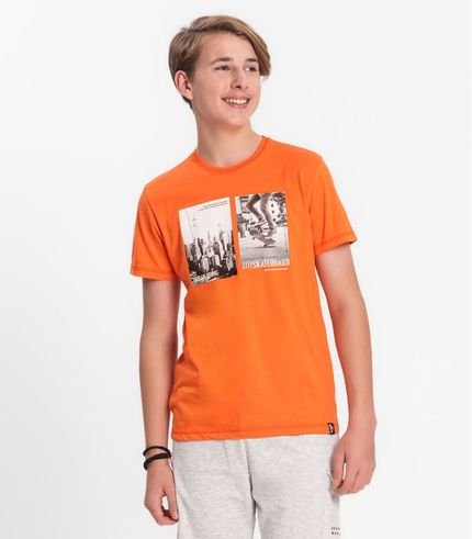 Camiseta Juvenil Masculina Em Meia Malha Minty Laranja - Marca MINTY