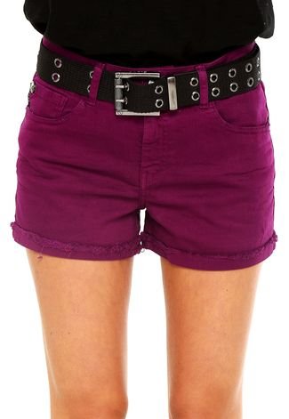 Short Sarja Ellus Cinto Roxo