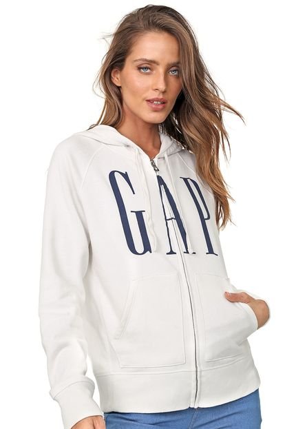 Moletom Flanelado Aberto GAP Logo Off-white - Marca GAP