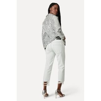 Calca Jeans Boyfriend Shine Reversa Off-white