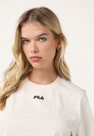 Camiseta Cropped Fila Elastic Off-White