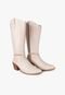 Bota Feminina Cano Longo Lisa Texana Montaria Com Strass Brilhante Festa Off White - Marca TAKATA BY RAFAEL TAKATA