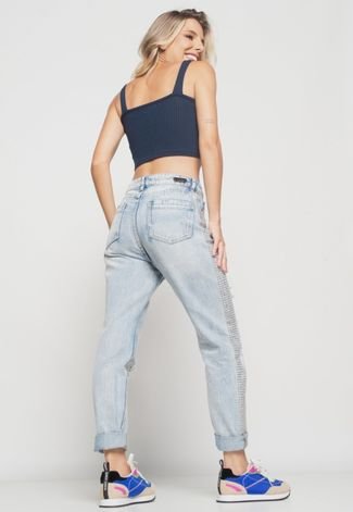 Cropped Salvatore Top Faixa Comfy Malha Canelada Azul