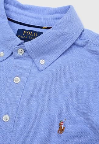 Camisa Polo Infantil Ralph Lauren Logo Azul