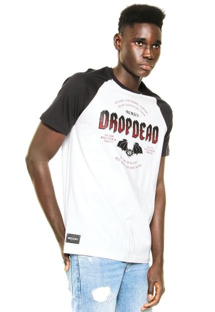 Camiseta Drop Dead Raglan No Bullshit Branca - Marca Drop Dead