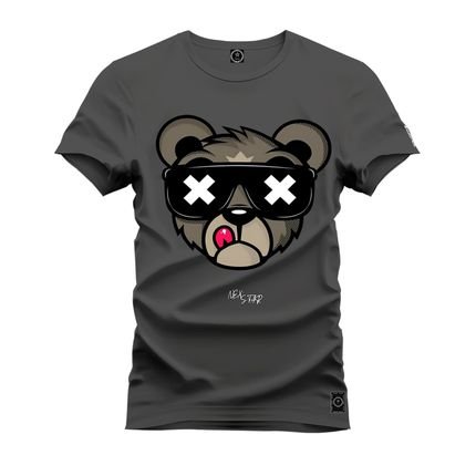 Camiseta Plus Size Estampada Unissex Macia Confortável Premium Urso Bolado - Grafite - Marca Nexstar
