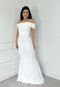 Vestido Longo de Festa Ombro à Ombro Talita Branco Para Noivas Casamento Cívil e Noivado - Marca Cia do Vestido