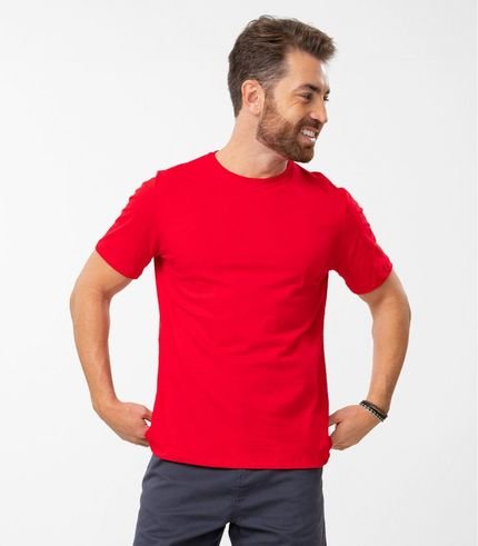Camiseta Masculina Meia Malha Maquinetada Diametro Vermelho - Marca Diametro basicos