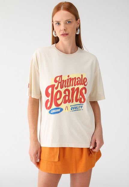 Camiseta Animale Jeans Over Genuine Qualit Off-White - Marca Animale Jeans